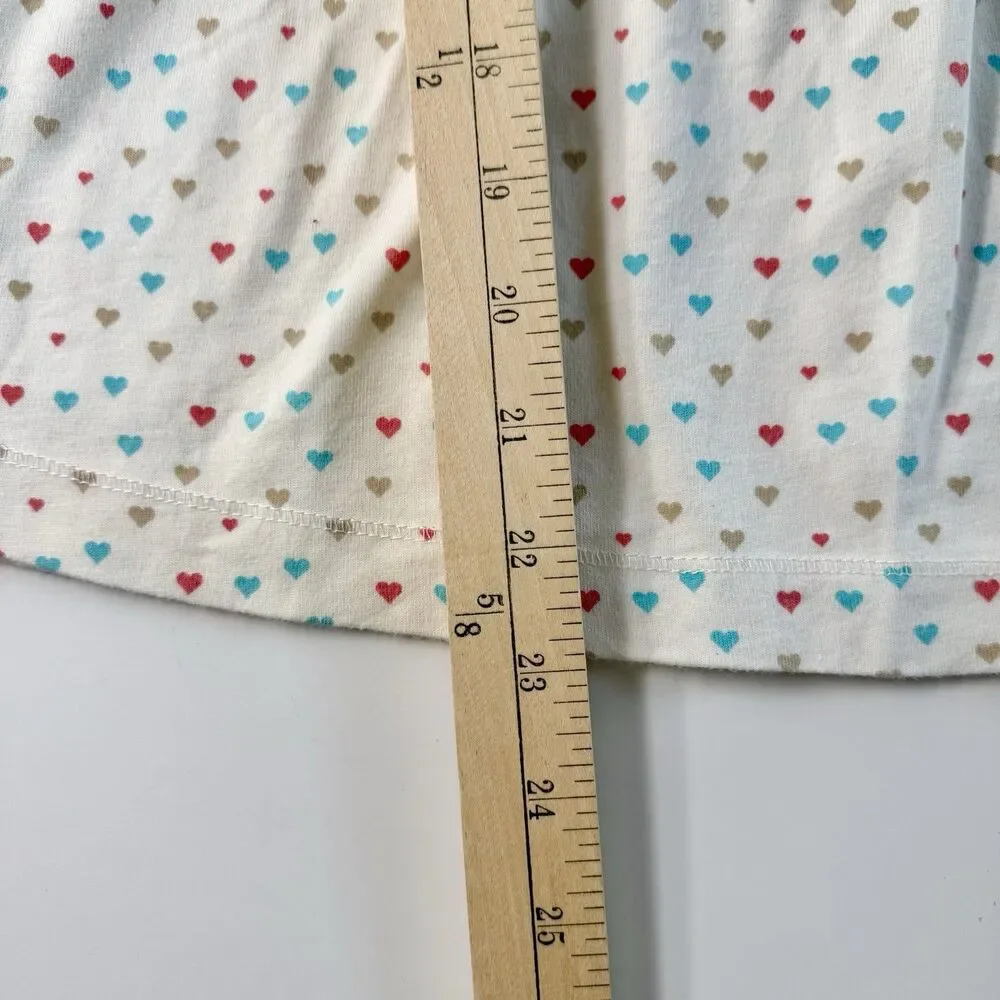 Vintage TOMMY HILFIGER Babydoll Knit Crew Top Girl's Size L White w/Hearts Y2K